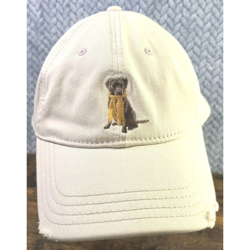 Cremieux Baseball Golf Preppy Adjustable Fit Hat Cap Embroidered Dog With Scarf